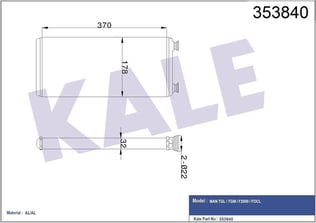 KALORİFER RADYATÖRÜ MAN MAN TGL TGM F2000 FOCL 05= > AL/AL 370×178×32