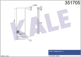 KALORİFER RADYATÖRÜ SCANIA SCANIA P,G,R,T SERİSİ P 230-620, G230-480, R340-730, T470 04=> - 4 SERİSİ 94D,94,114,124,144,164 C/G/L T94,T114,T124,T144 C/G/L 95=> AL/BRZ 447×158,5×32