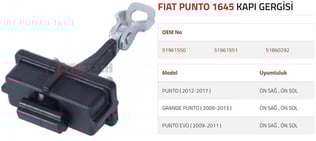 KAPI GERGİSİ GRANDE PUNTO 2009-2013 PUNTO 2012-201 7 PUNTO EVO 2009-2011