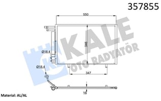 KLİMA RADYATÖRÜ FORD ECOSPORT 1.5Tİ 13=> KURUTUCU İLE BRAZING AL/AL 530×345×16 AL/AL