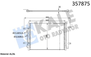 KLİMA RADYATÖRÜ HYUNDAI IONIQ - KIA NIRO 1.6GDI HY BRID 16=> KURUTUCU İLE BRAZING AL/AL 525×398×16 AL/AL