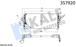 KLİMA RADYATÖRÜ NISSAN SUNNY III 1.3 1.4/1.6I 1.8/ 2.0GTI 1.7/2.0D 100NX 1.6 1.6SR 2.0GTI 91<95 KURUTUCUSUZ BRAZING AL/AL 638×289×26 AL/BRZ