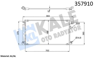 KLİMA RADYATÖRÜ TOYOTA C-HR 16=> COROLLA 19=> 1.8 HYBRID KURUTUCU İLE BRAZING AL/AL 684×365,8×12 AL/AL