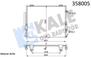 KLİMA RADYATÖRÜ TOYOTA TUNDRA PICK-UP 5.7 06=> KUR UTUCU İLE BRAZING AL/AL 621×530×16 AL/AL