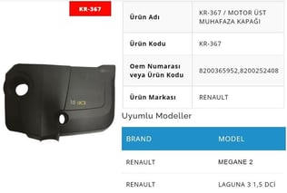 MOTOR ÜST MUHAFAZA KAPAĞI MEGANE II