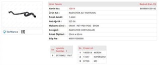 RADYATÖR HORTUMU ALT FIAT 500 1.4