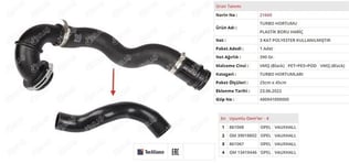 TURBO HORTUMU PLASTİK BORU HARİÇ OPEL İNSİGNİA