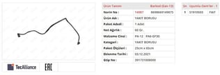 YAKIT BORUSU FİAT DOBLO 1.6 2.0 MULTİJET