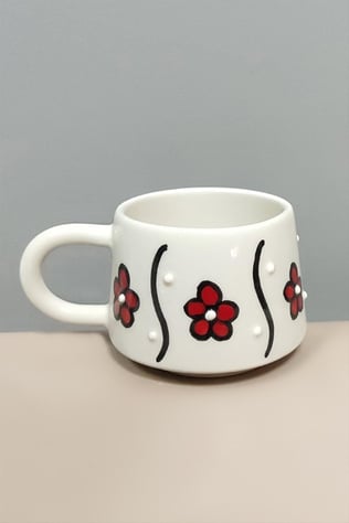 Çiçek Desenli Seramik Kupa