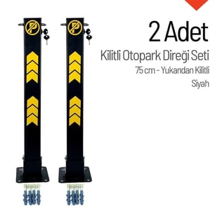 75 cm Yukarıdan Kilitli Otopark Direği – 2'li Park Bariyeri Seti