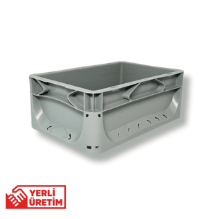 1.Kalite Gri Plastik Kutu 30x20x12 cm - Kokusuz Sağlam Plastik Kasa 5 Litre