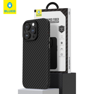 BLUEO B Armor Aramid Fiber Anti-Drop iPhone 13 MagSafe Özellikli Parmak izi Bırakmayan Karbon Fiber Kenarları Yumuşak Kılıf