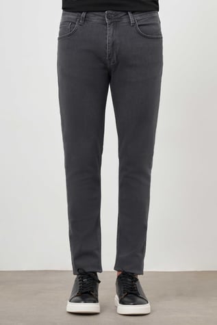 Morven Erkek Gri Denim 5 Cep Slim Fit Jean Kot Pantolon