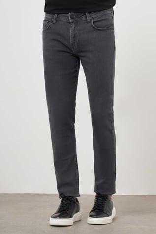 Morven Erkek Gri Denim 5 Cep Slim Fit Jean Kot Pantolon