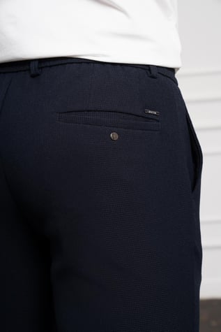 Morven Erkek Lacivert Jogger Slim Fit Dar Kesim Çıtçıtlı İpli Pantolon