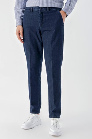 Morven Erkek Lacivert Pamuk Yan Cep Dynamic Fit Chino Pantolon
