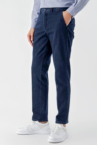 Morven Erkek Lacivert Pamuk Yan Cep Dynamic Fit Chino Pantolon