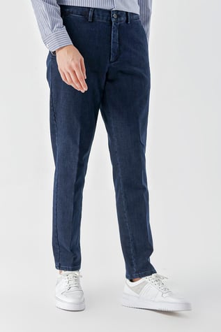 Morven Erkek Lacivert Pamuk Yan Cep Dynamic Fit Chino Pantolon