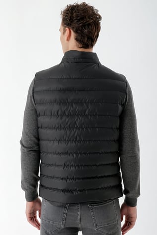 Morven Erkek Siyah Polyester Çıtçıtlı Kapitone Yelek