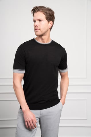Morven Erkek Siyah Trend  Polo Yaka Dinamik Fit Rahat Kesim T-Shirt