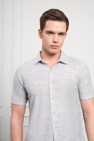 Morven Erkek Yeşil Trend Apaçi Yaka Dynamic Fit Kısa Kollu Gömlek