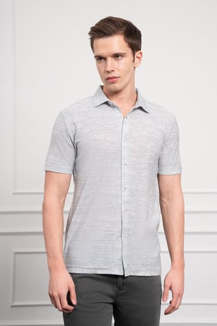 Morven Erkek Yeşil Trend Apaçi Yaka Dynamic Fit Kısa Kollu Gömlek
