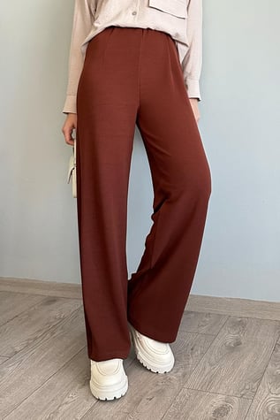 Pleated Palazzo Dark Brown Trousers