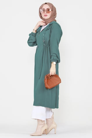 Beli Tünelli Mevsimlik Tunik-Mint Yeşili