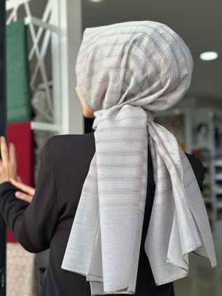 Abiye İthal Şal Gümüş Rengi