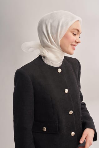 Armanda Tül Abiye Eşarp Ekru Rengi
