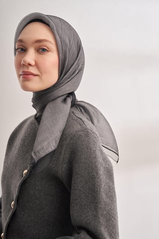 Armanda Tül Abiye Eşarp Siyah-Gri Rengi