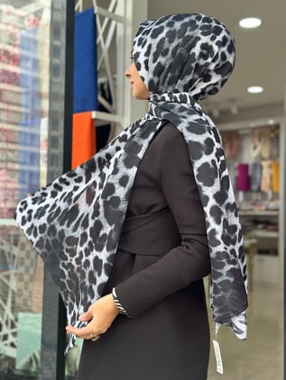 Desenli Pamuklu Şal (Gri)