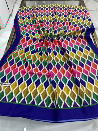 Desenli Pamuklu Şal (Saks)