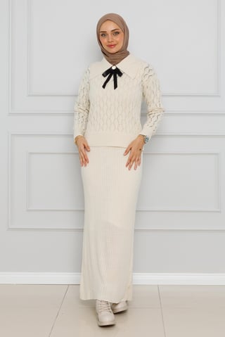 Knitted sweater dress Suit-Beige color