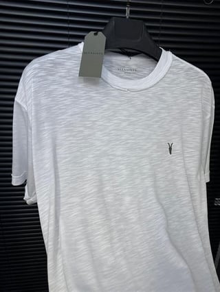 Nakış Logolu Düz Basic T-Shirt - Beyaz