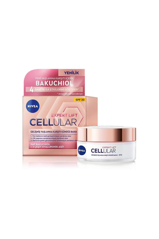 NIVEA Cellular Expert Lift Yaşlanma Karşıtı Gündüz Yüz Bakım Kremi 50ml, Spf30, Bakuchiol, Hyaluronik Asit
