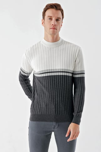Morven Erkek Antrasit Trend Panolu Bato Yaka Dynamic Fit Rahat Kesim Triko