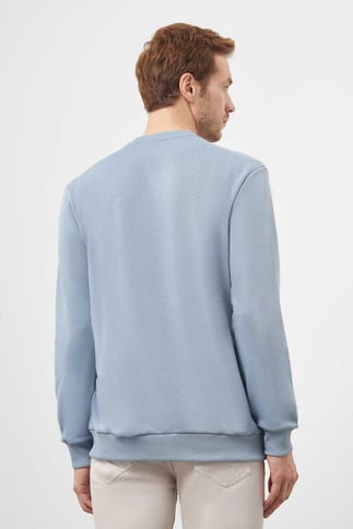 Morven Erkek Mavi Trend Bisiklet Yaka Sweat-Shirt