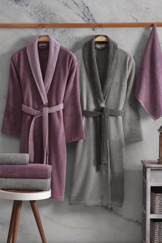 Polly  Aile Pamuk Bornoz Set Plum-Coin