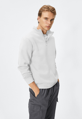 Gri 3 İplik Dik Yaka oversize sweatshirt