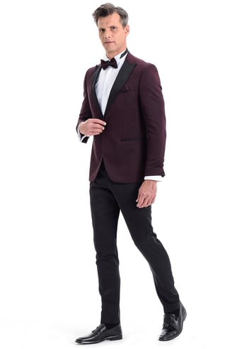  Morven Erkek Bordo Broadway Slim Fit Damatlık Takım Elbise