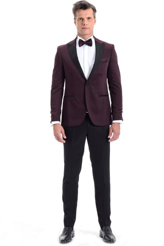  Morven Erkek Bordo Broadway Slim Fit Damatlık Takım Elbise