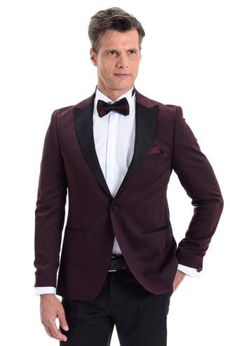  Morven Erkek Bordo Broadway Slim Fit Damatlık Takım Elbise