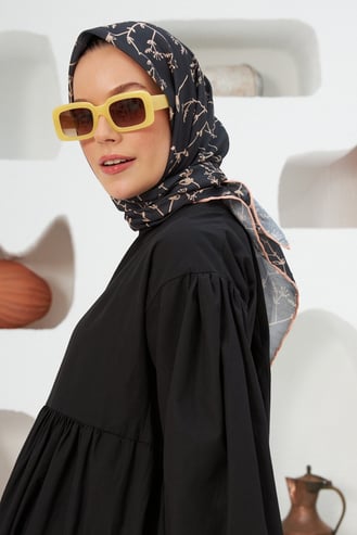 Olive Siyah Kahve  Pamuk Viskon Eşarp