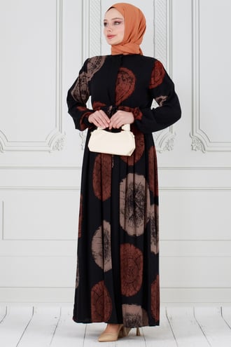 Hidden Button Viscon Dress-Mink color 