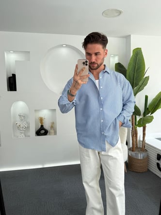 Saks RL Gofre Kumaş Oversize Gömlek