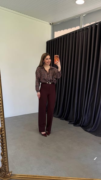 En Boy Likralı Tok Kumaş Pantolon Mürdüm