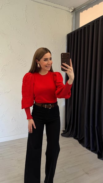 Mirayr Kol Detaylı Ytiko Bluz Kırmızı
