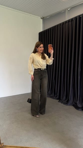 Nüanslı Wide Leg Jean Antrasit