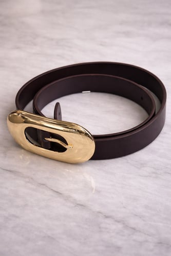 Oval Tokalı Kemer Acı Kahve